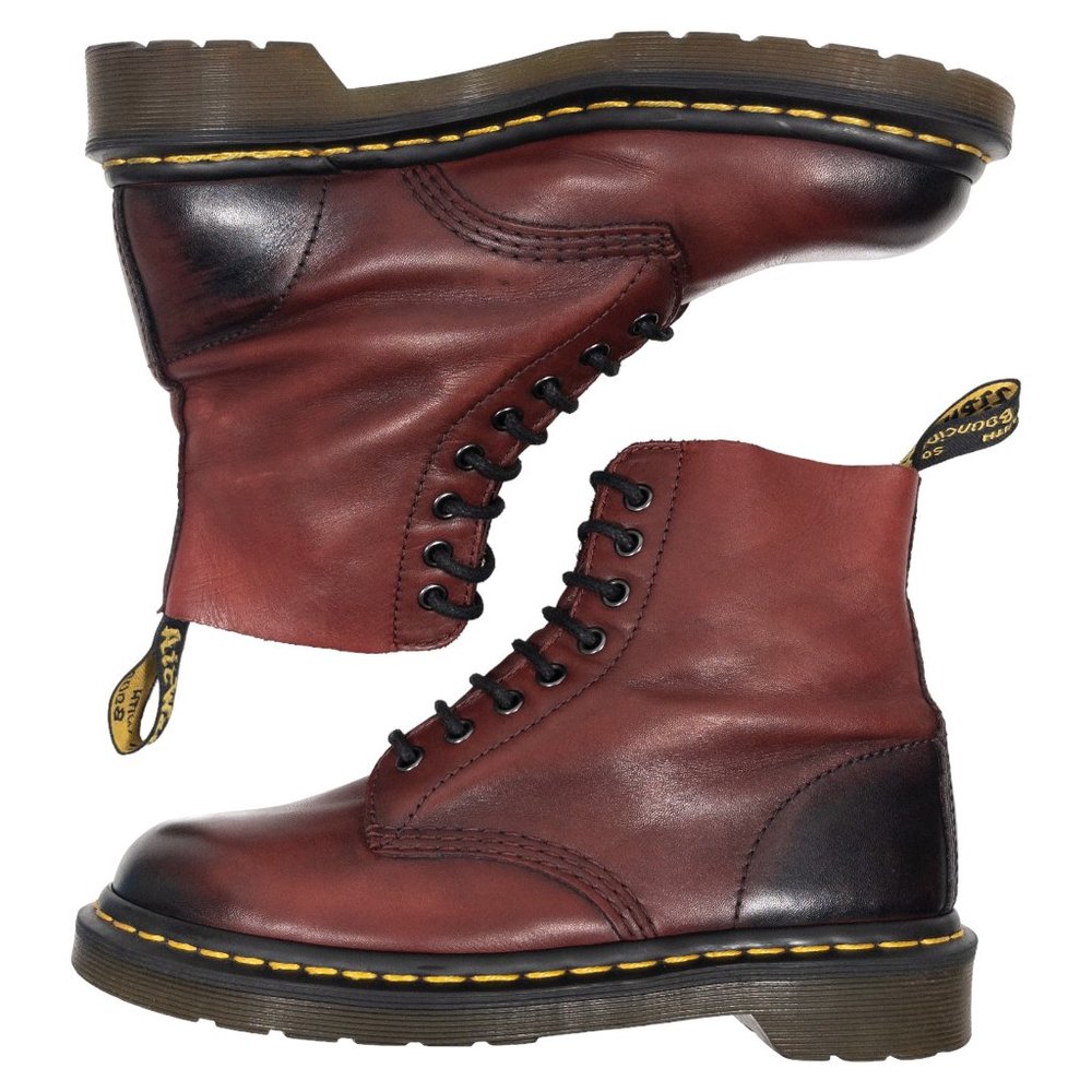 Dr Martens Pascal Cherry Red Antique Temperley Lace Up Boots Womens 8 Mens 7